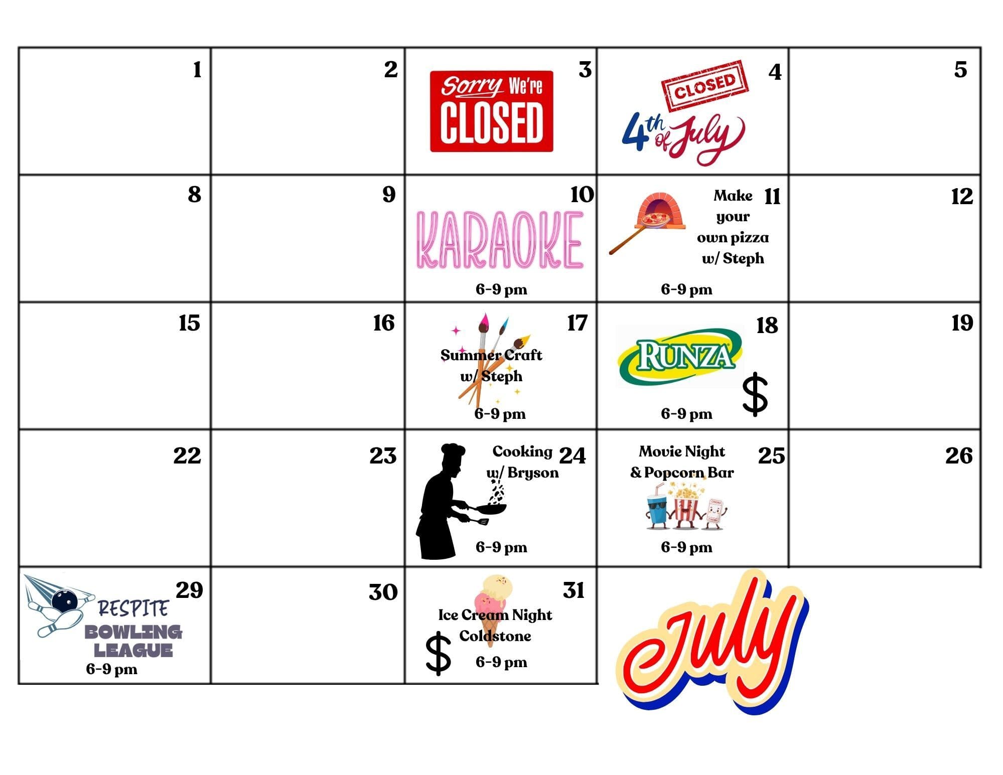 Events Calendary - July