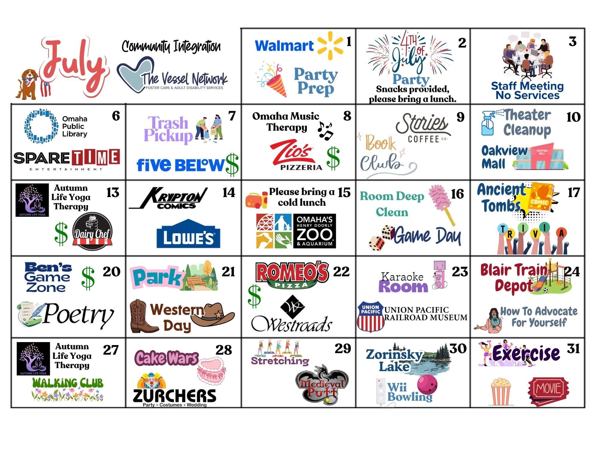 Events Calendar - July